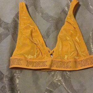 Velvet feel yellow PINK bralette
